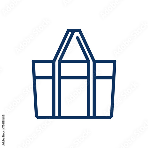 Tote Bag Icon. Vector Isolated Line Art Illustration with Editable Stroke of Women's Shopper Tote. Shoulder Bag Accessory.