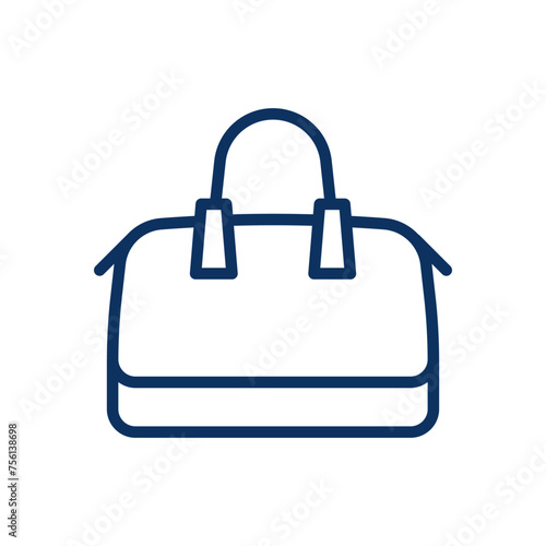 Weekender Bag Icon. Vector Isolated Line Art Illustration with Editable Stroke of Handbag Luggage for Gym and Travel in Modern Casual Minimal Design.