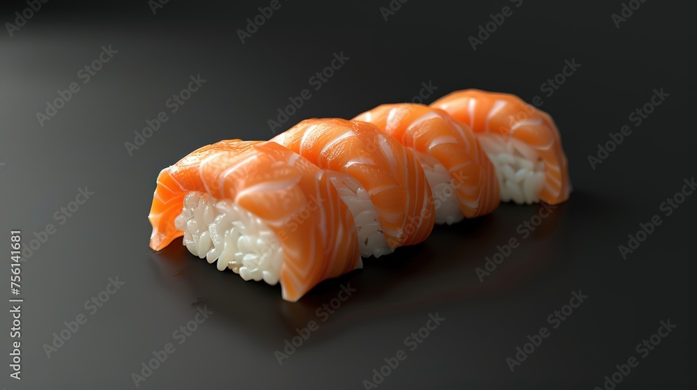 Sushi with salmon Sushi on a black background Sushi with salmon Sushi on a black background