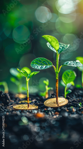 Tech-Infused Vision: Seedlings Emerging from Coins