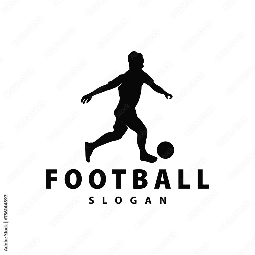 Soccer logo vector black silhouette of sport player simple football template illustration Soccer logo vector black silhouette of sport player simple football template illustration