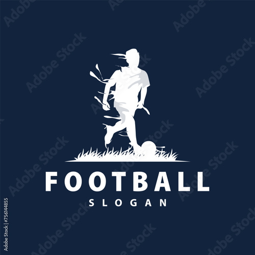 Soccer logo vector black silhouette of sport player simple football template illustration