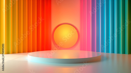 Rainbow podium background, generative ai
