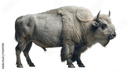 Detailed portrait of a bison showcasing its thick fur and strong build  symbolizing power and endurance in wildlife