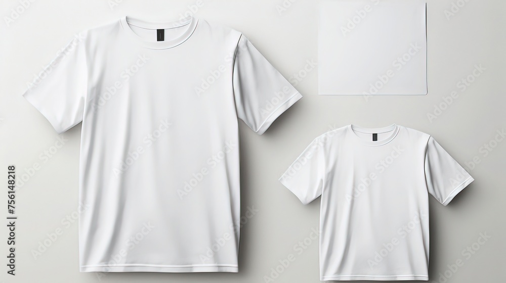 A minimalistic mockup template a white t-shirt, front and back, Generative ai. A minimalistic mockup template a white t-shirt, front and back, Generative ai.