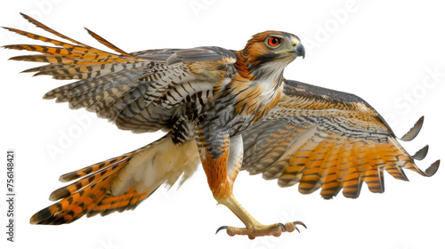 Detailed capture of a bird of prey spread wings mid-flight, showcasing the beauty and agility of these raptors in action