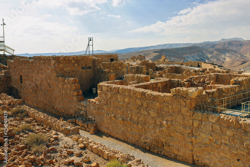 Travel to Israel. Massada fortress. Ancient ruins.	
