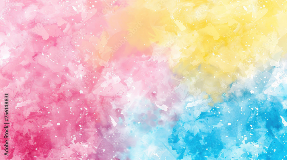 Fototapeta premium Bright and vibrant yellow, pink and blue abstract watercolor background for graphic design, banner and template. Multicolor watercolor texture