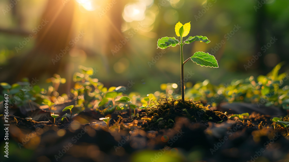 Close Up of a Seedling Breaking Through the Soil