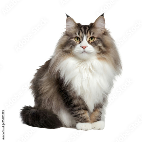 Norwegian forest cat isolated on PNG transparent background