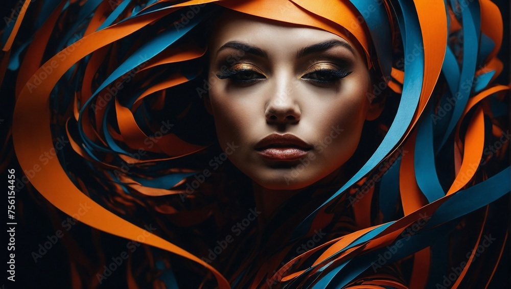  abstract portrait, where lines and shapes come together to form a unique and captivating image
