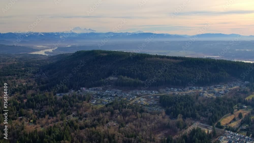 British Columbia Landscape with Mount Baker on the Horizon AERIAL British Columbia Landscape with Mount Baker on the Horizon AERIAL