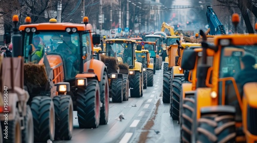 many tractors blocked city streets