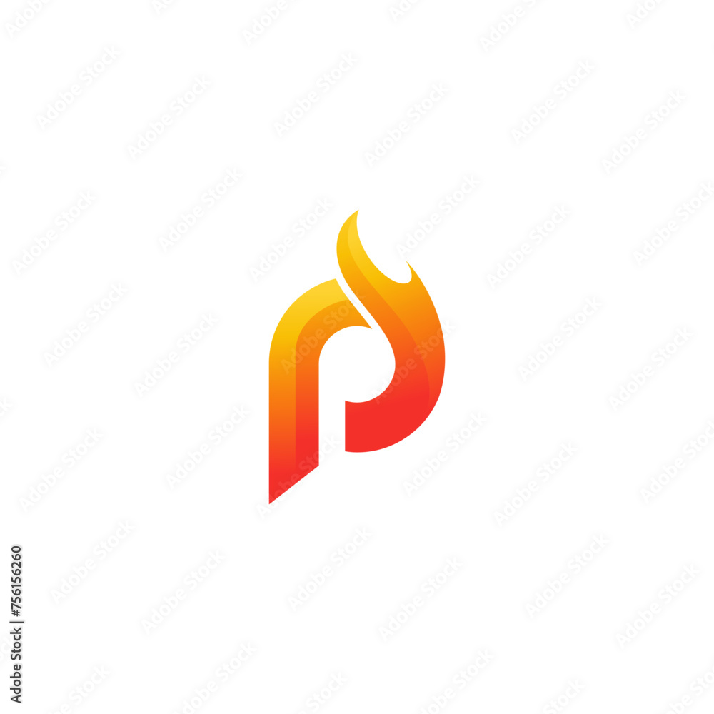Modern Letter P Logo Design Vector Icon Template Combined With Colorful Flames Modern Letter P Logo Design Vector Icon Template Combined With Colorful Flames
