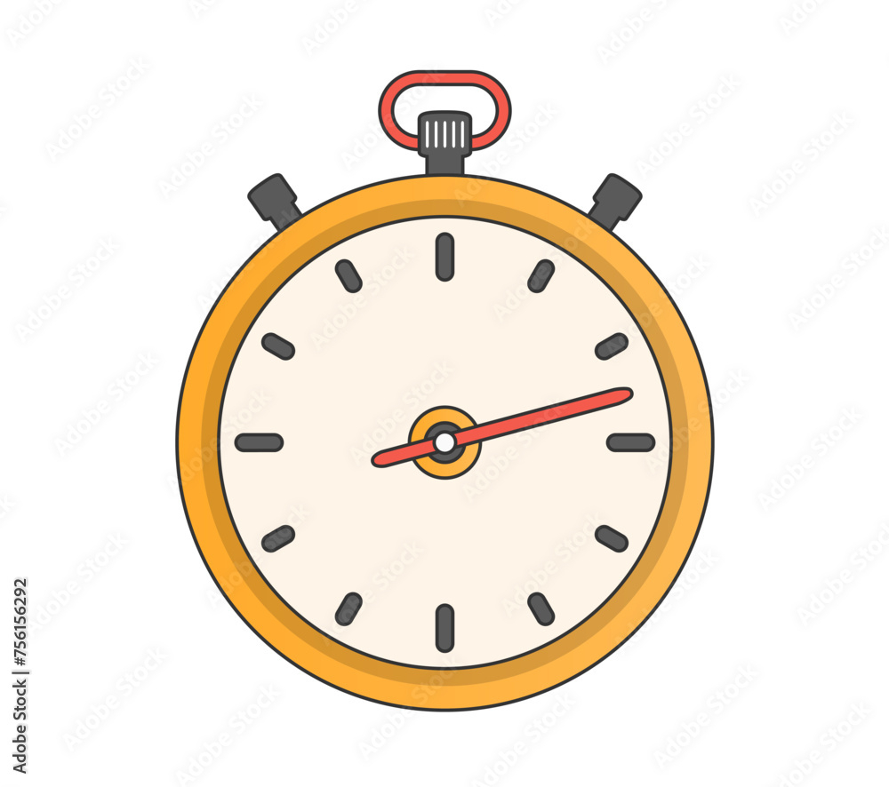 Obraz premium Yellow stopwatch icon, flat design, vector eps10 illustration