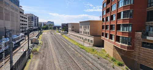 Railway along buildings