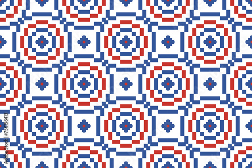 Cross Stitch embroidery seamless.Geometric pixel ethnic patterns. American, Mexican,African, mediterranean, nordic,Aztec style.Trendy folk art background design for products, fabric, ,print,decorate.