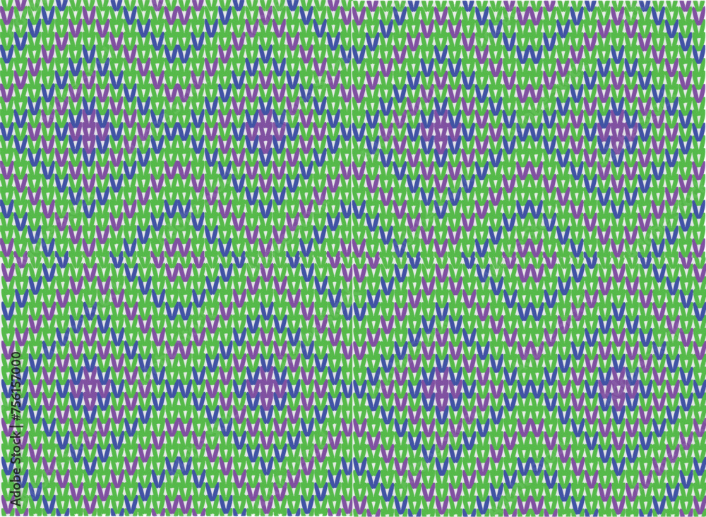Seamless knitting pattern green purple zigzag