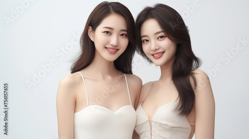 Sisterly Radiance: A Pair of Smiling Young Women
