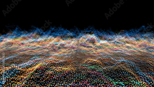 Abstract blue orange aqua red white visualization sharp waveform technology digital thiusand element