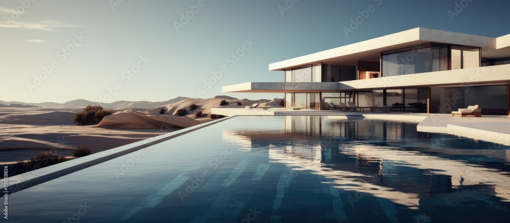 Fototapeta premium Building with pool in the foreground