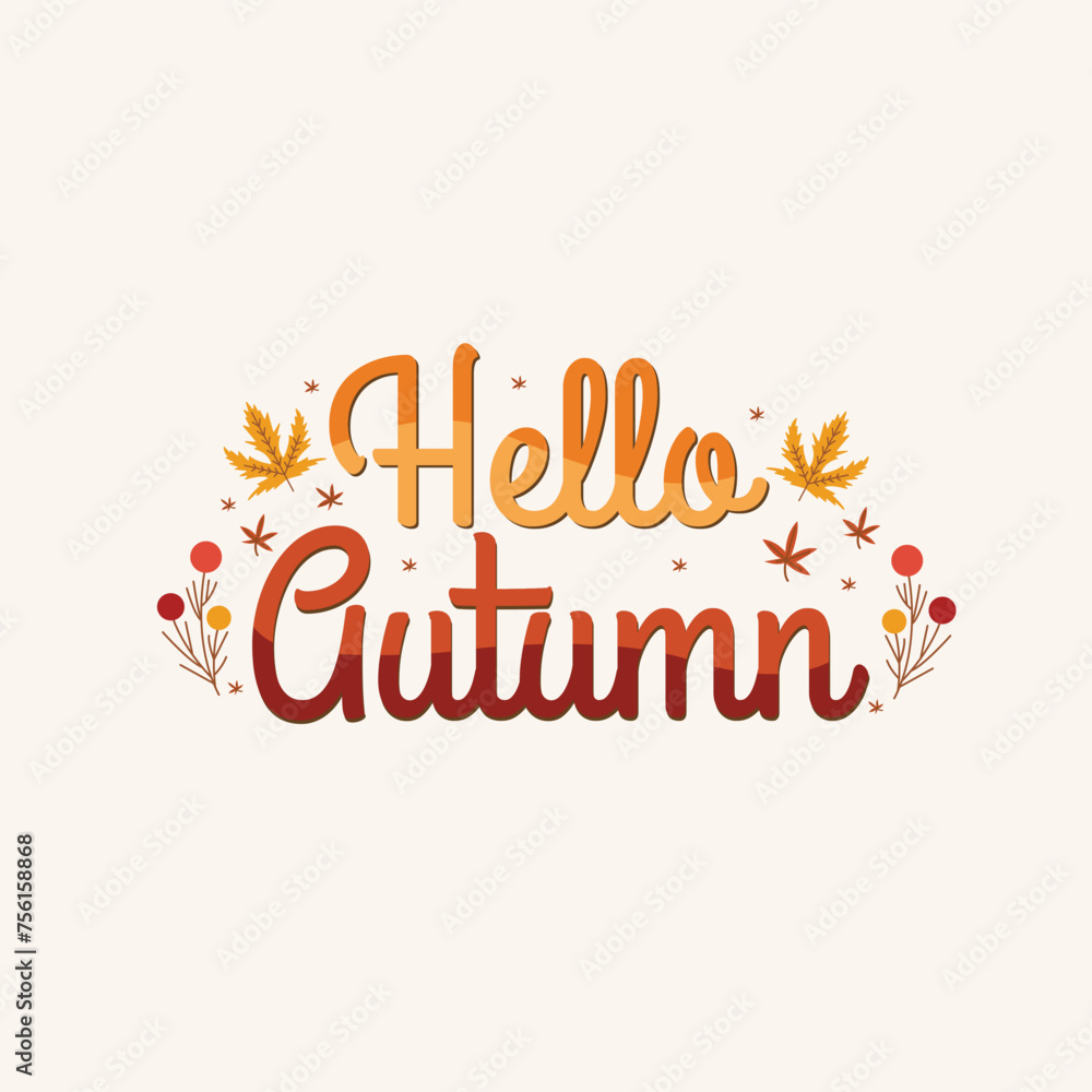 Hello autumn typography background with leaves. Hello autumn typography background with leaves.