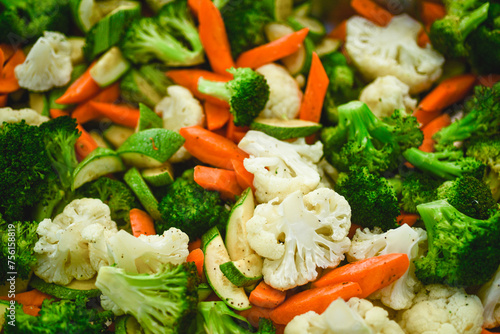 Close up of steamed vegetables salad