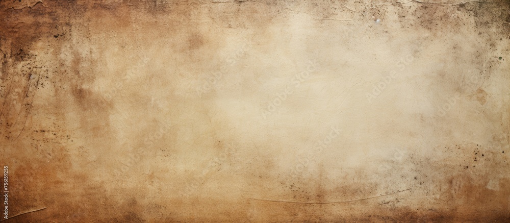 A rectangular piece of old paper with brown stains resembling amber and wood tints. It has a beige and peach pattern, reminiscent of hardwood flooring
