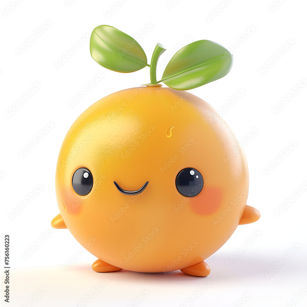 3d of orange fruit cartoon character on white background. 3d of orange fruit cartoon character on white background.