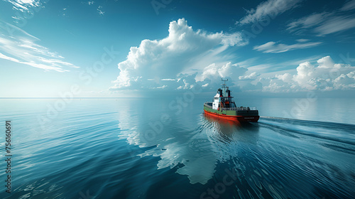 Wallpaper Mural ship in the blue sea Torontodigital.ca