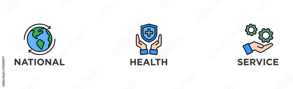 NHS banner web icon illustration concept of national health service ...