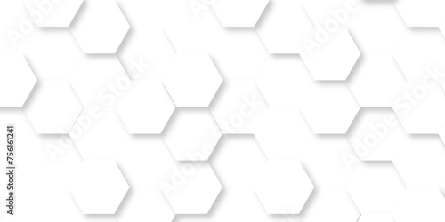 Abstract white background with hexagons. Abstract hexagon polygonal pattern background vector. seamless bright white abstract honeycomb background.	 photo