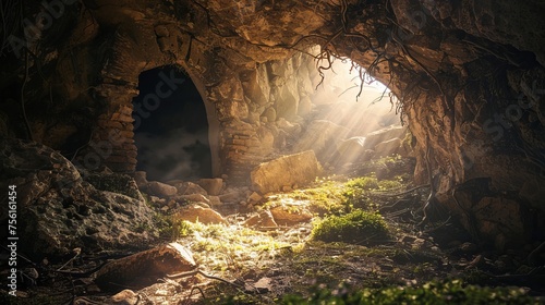 Cave with Sunlight, Enlightment Concept