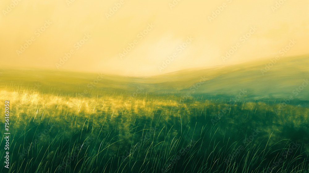 草原の深緑とライトイエローのグラデーション背景