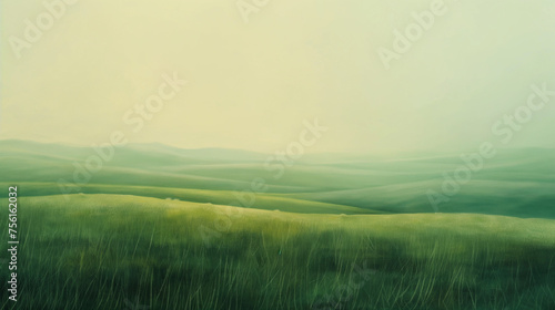 草原の深緑とライトイエローのグラデーション背景 photo