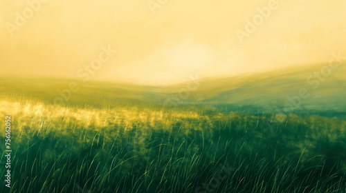 草原の深緑とライトイエローのグラデーション背景