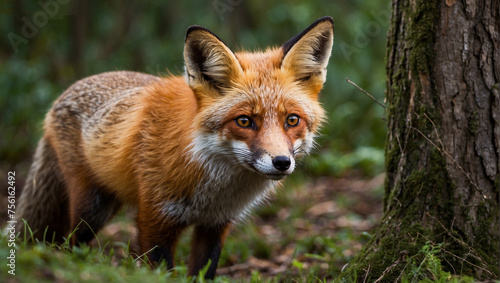 red fox Vulpes in forest