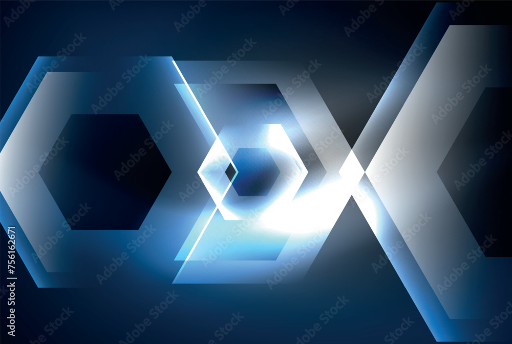 Arrow hexagon neon light glowing shapes background. Vector illustration For Wallpaper, Banner, Background, Card, Book Illustration, landing page Arrow hexagon neon light glowing shapes background. Vector illustration For Wallpaper, Banner, Background, Card, Book Illustration, landing page