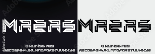 Modern abstract digital alphabet font. Minimal technology typography, Creative urban sport fashion futuristic font and with numbers. vector illustration