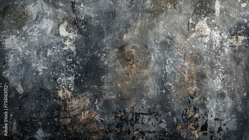 Beautiful grunge black background. Panoramic abstract decorative dark background. Wide angle rough stylish mystic texture wallpaper with copy space for design - generative ai
