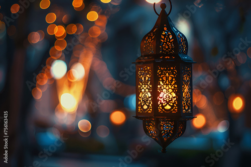 Holy Ramadan Kareem moon month of fasting for Muslims. Copy Space