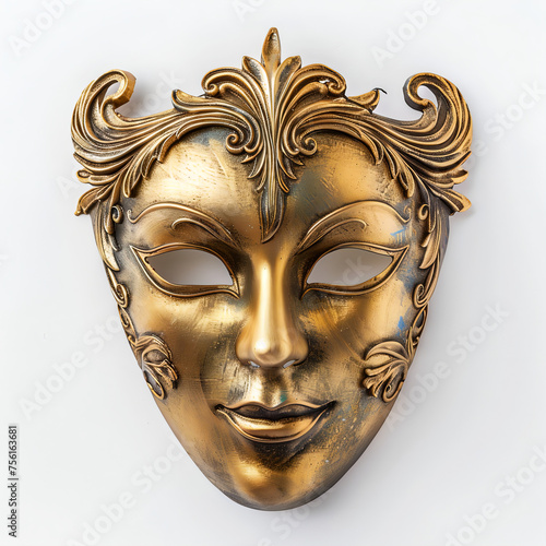 gold mask on white background