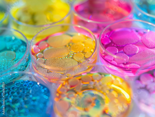Vibrant microscopic view of a petri dish culture