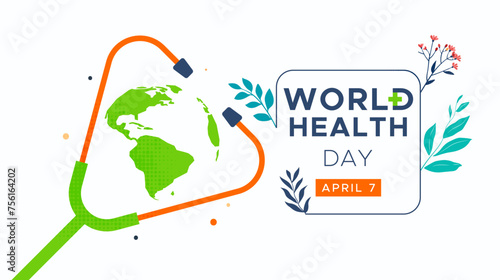 Vector commemorates world health day. Celebrating Health Day, April 7th. Body health awareness. The importance of maintaining health. Design concept about healthy living