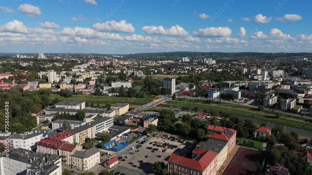 Beautiful Panorama Bridge River Wislok Rzeszow Aerial View Poland Beautiful Panorama Bridge River Wislok Rzeszow Aerial View Poland