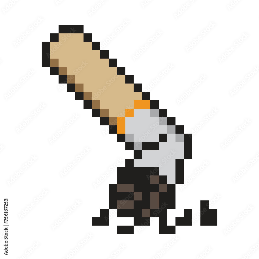 Cigarette butt with pixel art style