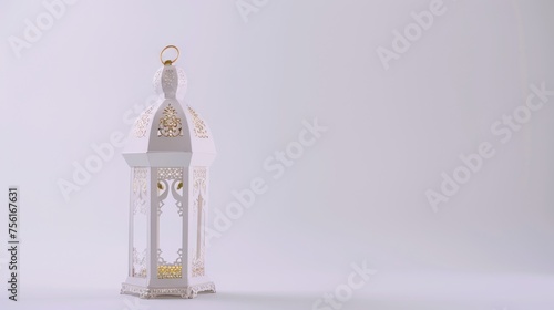 Minimal Islamic lanterns lamp in front of luxury white wall for Eid