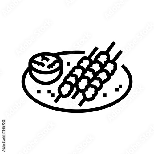 satay skewers thai cuisine line icon vector. satay skewers thai cuisine sign. isolated contour symbol black illustration
