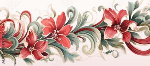 Floral ornament seamlessly displayed on background.