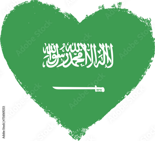 Saudi Arabia flag in heart shape.
